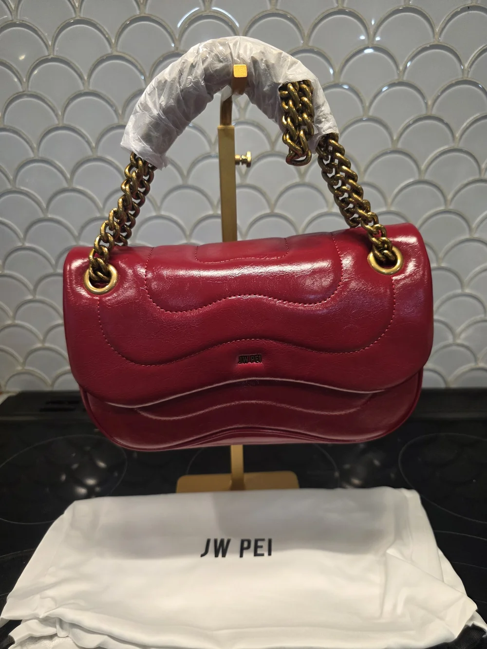 JW PEI Red Quilted Chain-Handle Shoulder Bag